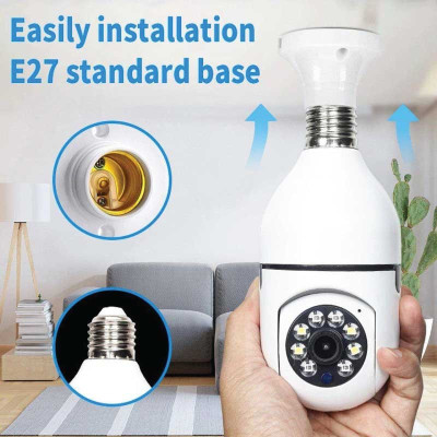 V380 Pro Bulb Camera 360° Smart Bulb WiFi Security Camera – 1080P Full HD Color Night Vision & Motion Tracking